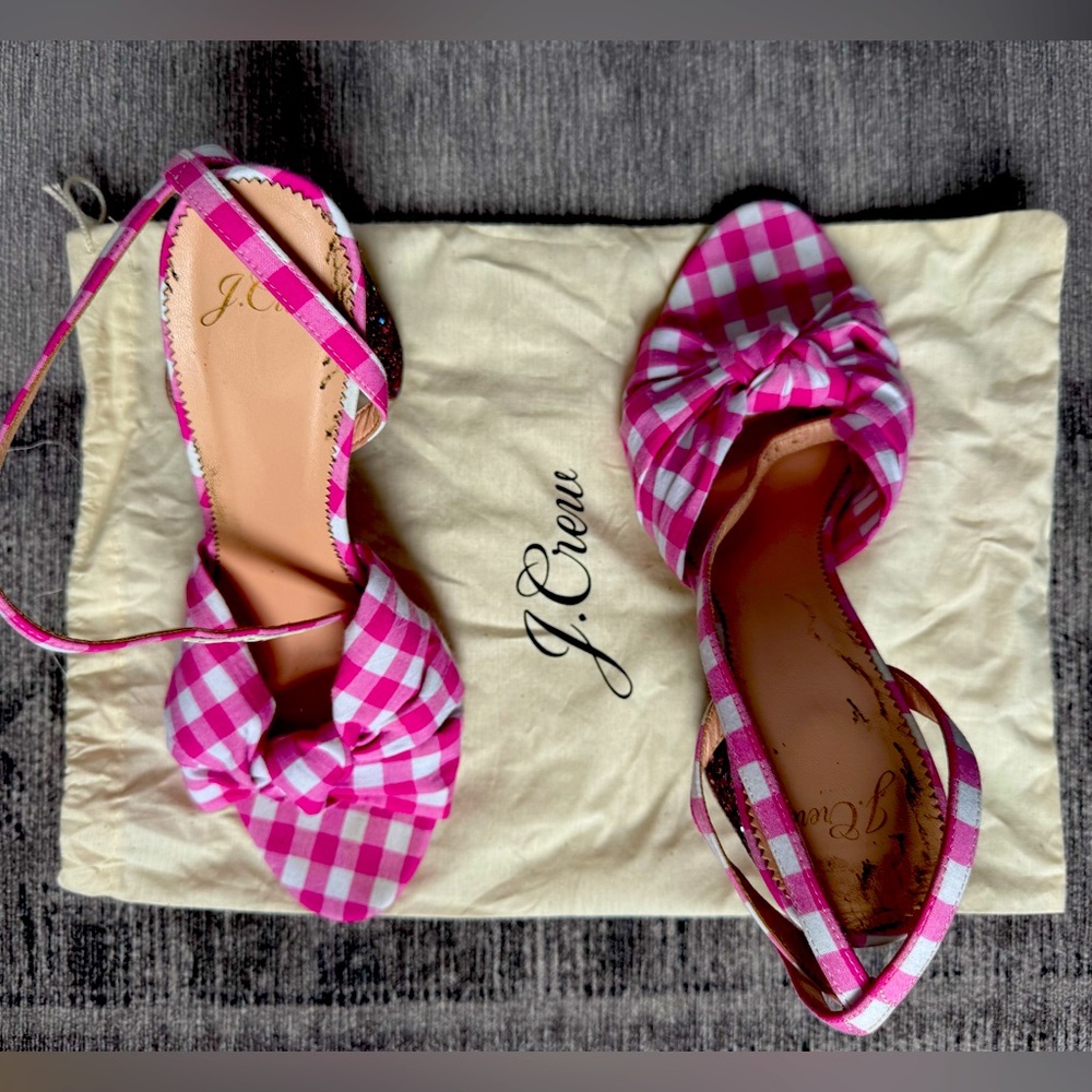 J. Crew Pink Gingham Women's Sandals